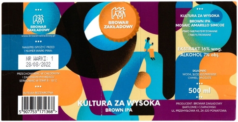 Browar Zakładowy (2022): Kultura Za Wysoka - Brown India Pale Ale